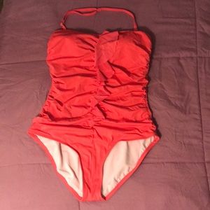 Hot pink, halter style swimwear